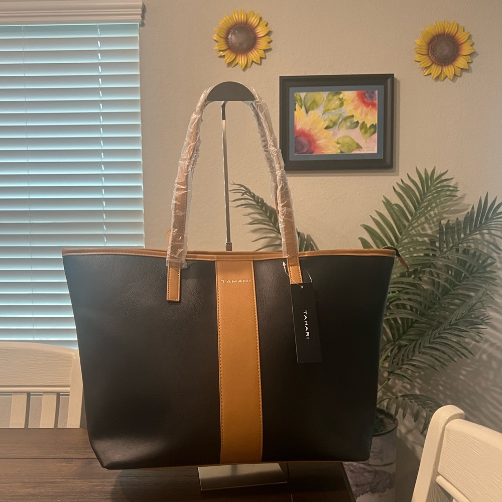 Tahari Black and Tan Tote